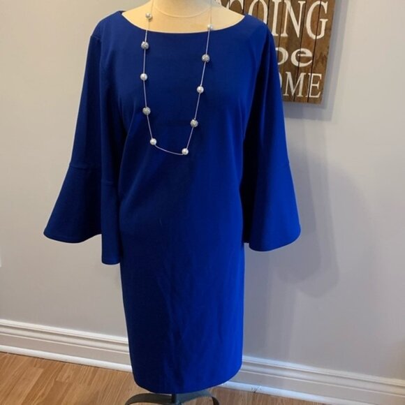 Jessica Howard Blue Bell Sleeve Dress - Picture 1 of 9